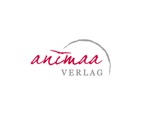 Das Logo des Animaa Verlag bildet sich aus dem Schreibschrifttext »animaa« und aus den Großbuchstaben VERLAG. Der i-Punkt von animaa besteht aus einem abstrakten Vogel, der aus zwei geschwungenen Stricken besteht.