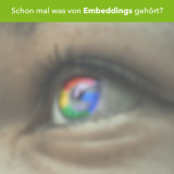 Eine Nahaufnahme eines Auges, in dem sich das Google-Logo spiegelt